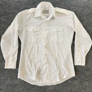 Marlow White Military Dress Shirt Mens 16-34 White Long Sleeve Uniform USA Made